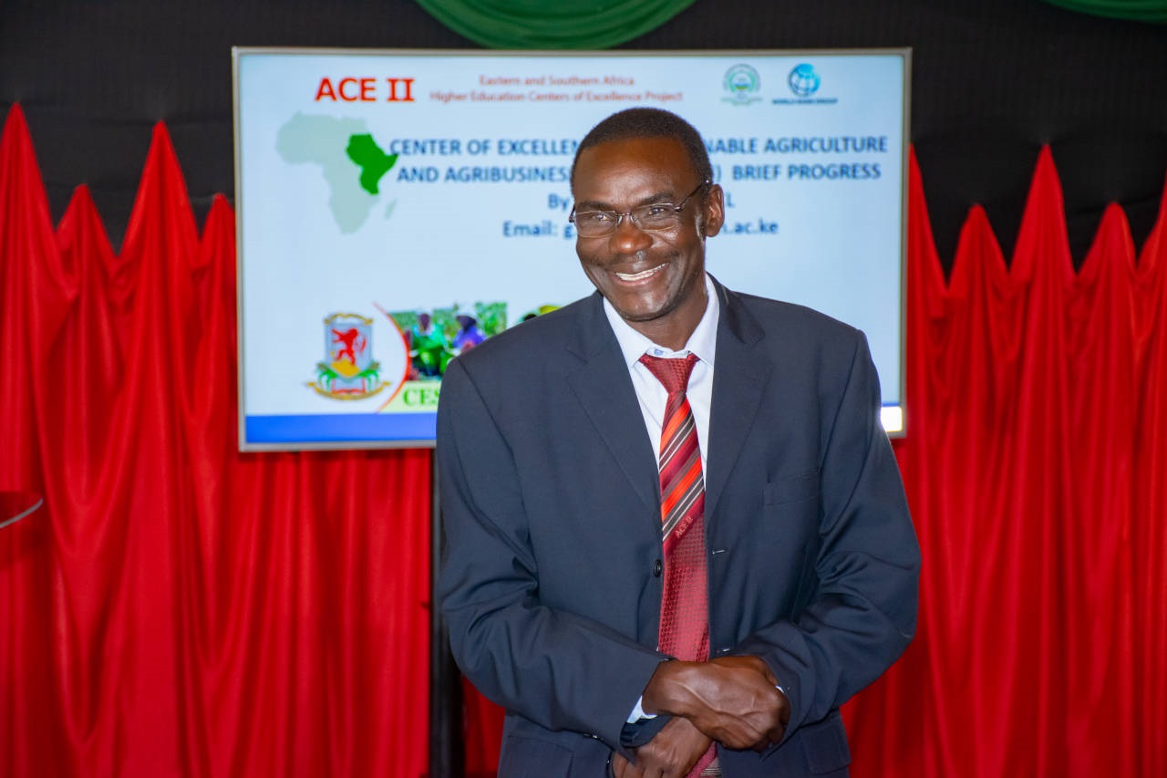 Prof. George Owuor, the Centre Leader of CESAAM address delegates during the ACE II Meeting at Egerton University recently.
