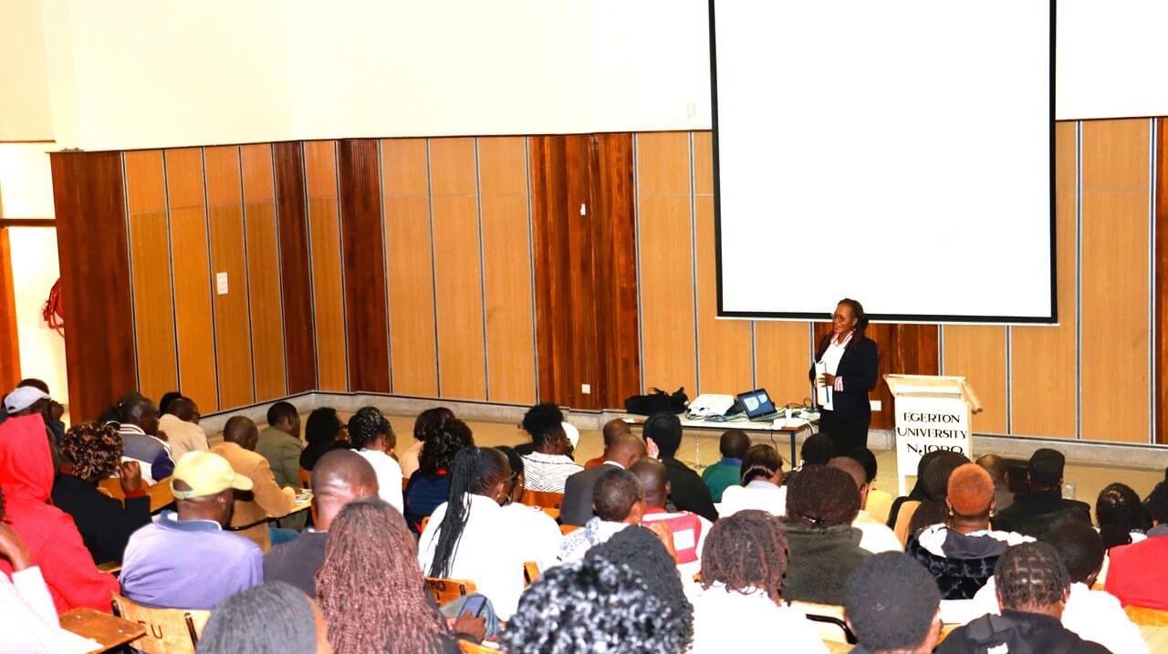 img 1276 frida murugi doing a presentation during the iso 9001 2015 training at pst 3 egerton university on july 18 2024